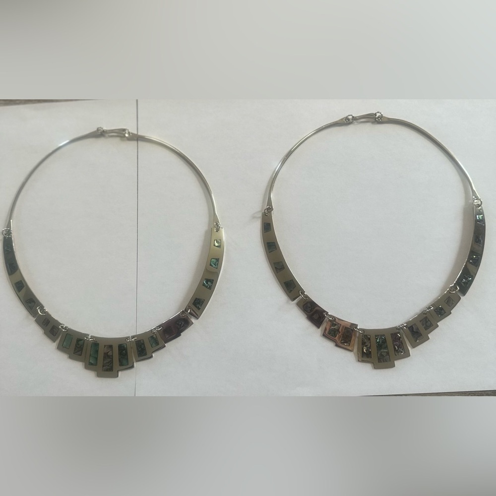 Vintage Abalone Taxco Mexican Alpaca Necklace (N140) - Picture 4 of 12